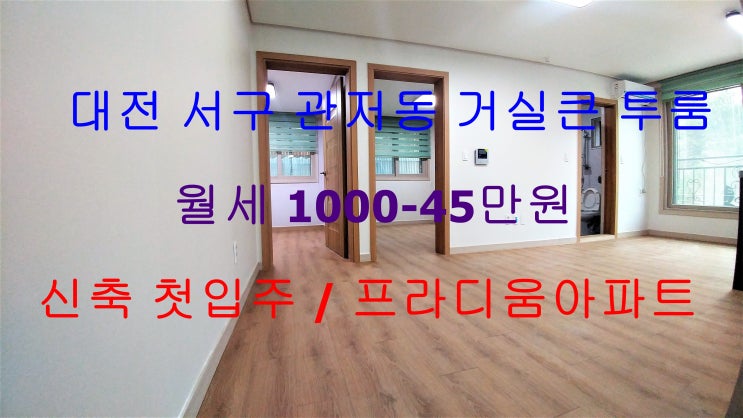 대전서구관저동신축첫입주거실큰투룸월세(프라디움아파트,선유초인근)
