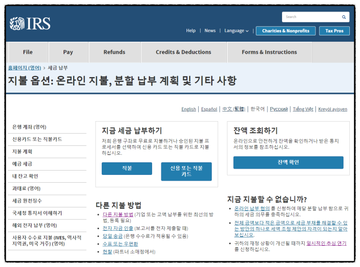  [미국세금] 세금내는 방법 (2) - 온라인 납부