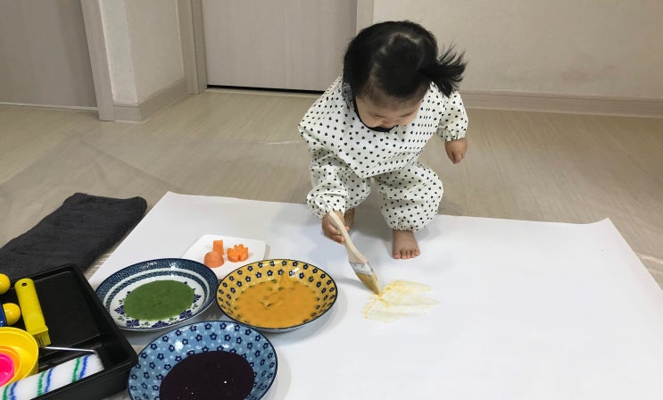  엄마표 미술놀이 : 채소물감으로 돌아기와 놀아주는법