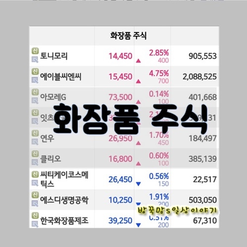  화장품 관련 주식 정리