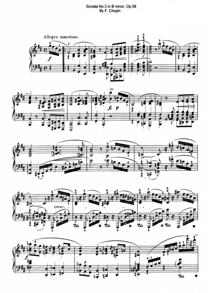 쇼팽 피아노 소나타 3번 악보, Chopin Piano Sonata No. 3 in B Minor, Op.58