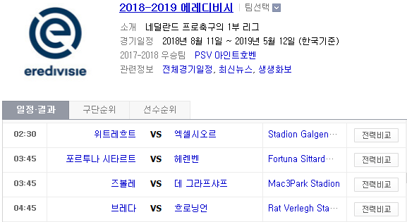 2019.02.23 에레디비지에(에레디비시) (위트레흐트 엑셀시오르 | 포르투나시타르트 헤렌벤 | 즈볼레 데그라프샤프 | 브레다 흐로닝언) 2019.02.23 에레디비지에(에레디비시) (위트레흐트 엑셀시오르 | 포르투나시타르트 헤렌벤 | 즈볼레 데그라프샤프 | 브레다 흐로닝언)