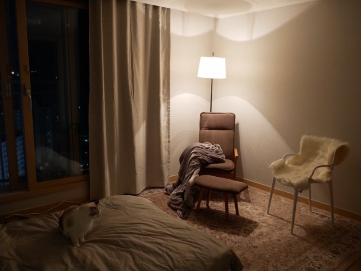 신혼침실 인테리어 고민중이라면, 1인용 안락의자 암체어로 독서공간 만들기.