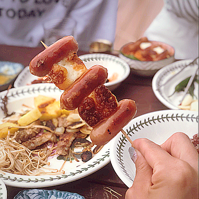  그 유명한 소떡소떡, 만들어 먹기, 삼겹살, 바베큐, 집에서 놀기, BTS, 파인애플, 버섯, 쌈 싸 먹기, 행복, 맛있오!