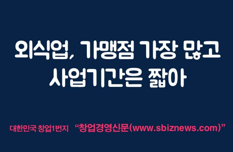  외식업창업, 가맹점 가장 많고 사업기간은 짧아