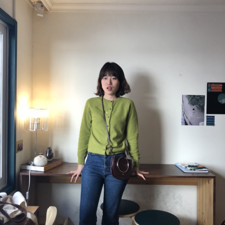 데일리룩 -프롬비기닝 가디건, 띠어리,로퍼,가디건 봄코디