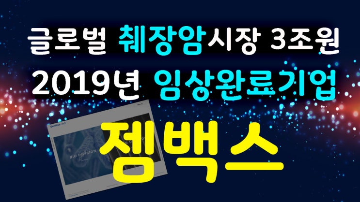  [주식투자] 췌장암치료제 시장 3조원 2019년 임상3상 결과 발표 임박 - 젬백스 -