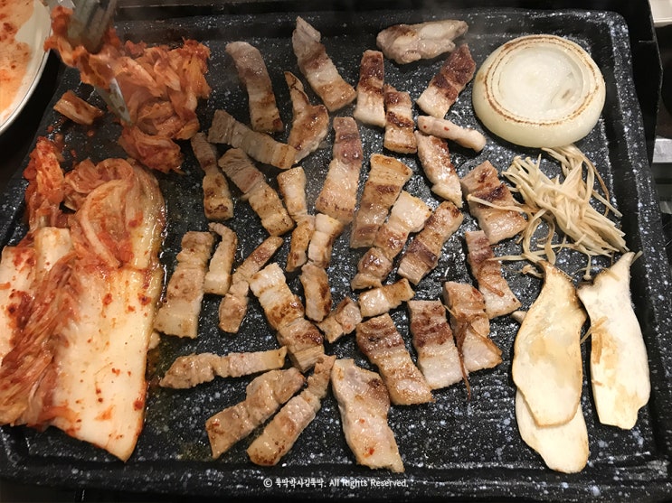  천호동 삼겹살맛집 굽은다리역 불타는삼겹살 비지찌개