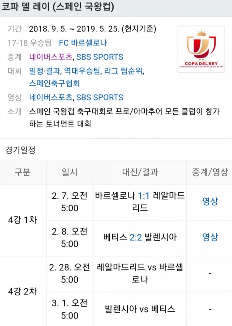 2019.02.27 스페인FA컵(국왕컵, 코파델레이) 4강 2차전 엘클라시코 (바르셀로나 레알마드리드) 2019.02.27 스페인FA컵(국왕컵, 코파델레이) 4강 2차전 엘클라시코 (바르셀로나 레알마드리드)