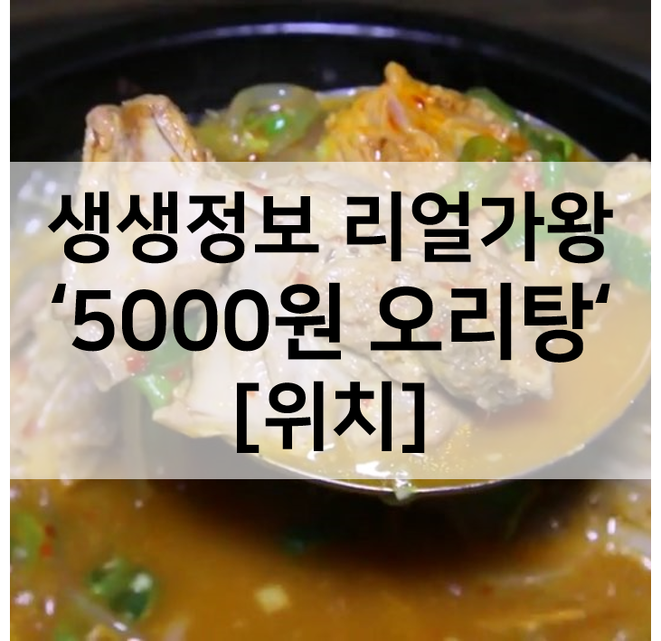  2tv 저녁 생생정보 리얼가왕 오리탕 부천 토담골