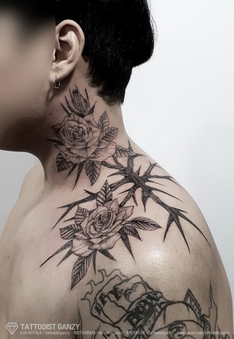 가시타투, 우원재 타투, 장미타투와 함께 작업 : 네이버 블로그, image size:800x1159