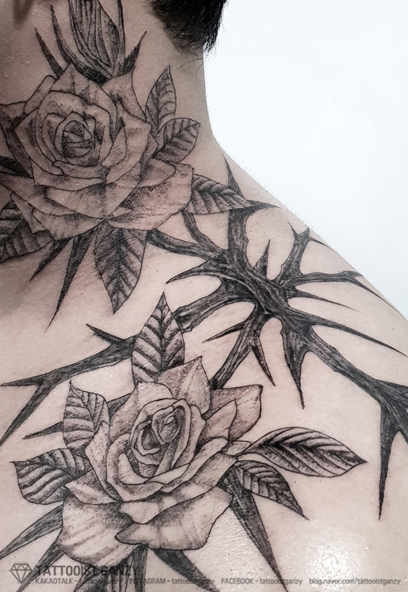 가시타투, 우원재 타투, 장미타투와 함께 작업 : 네이버 블로그, image size:800x1159