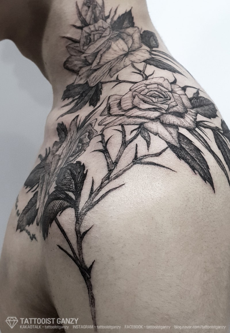 가시타투, 우원재 타투, 장미타투와 함께 작업 : 네이버 블로그, image size:800x1159