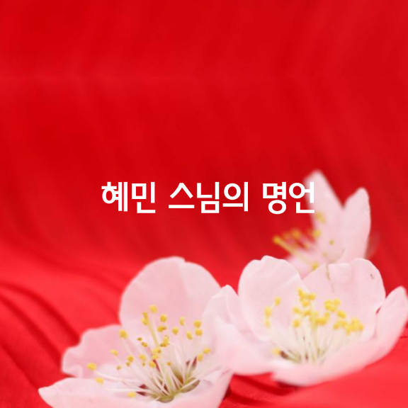  혜민 스님이 전하는 삶의 명언 10가지