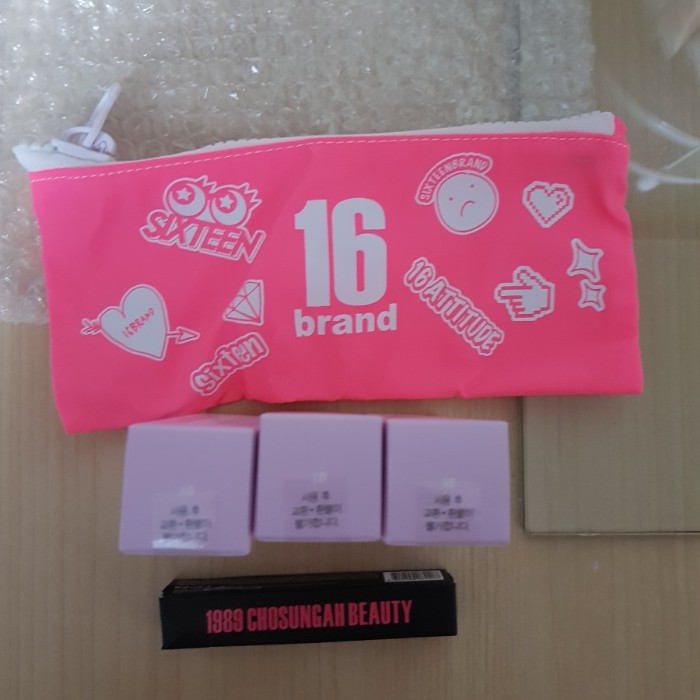  번개장터 조성아 피치톤 커버스틱 3개+핑크젤리틴트+파우치