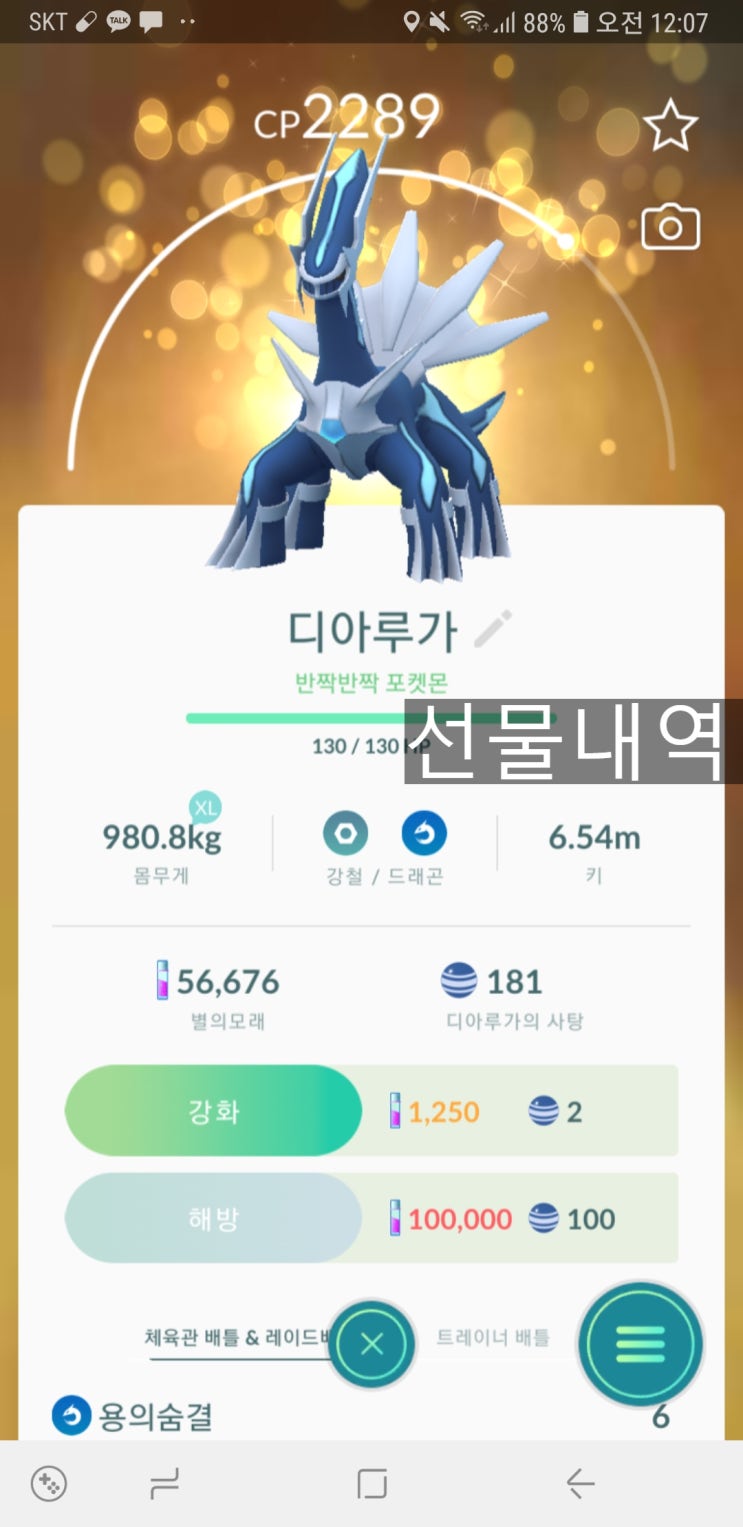  포켓몬고 디아루가 반짝반짝포켓몬!