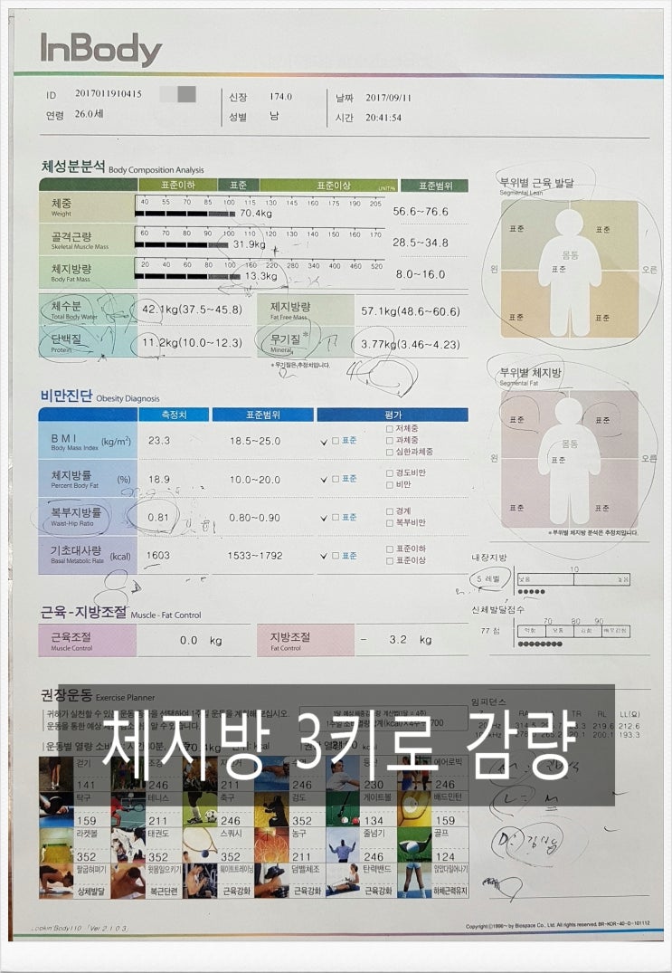  [방문pt/온라인pt/주례pt/부산방문홈트레이닝/주례헬스/개금pt/사상pt] 양규*님 레슨인바디후기.