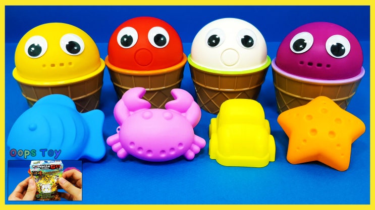 4가지색 플레이도우 아이스크림 컵｜포켓몬 카카오 프렌즈 파자마 삼총사 츄파츕스 포니 서프라이즈 에그 장난감 점토