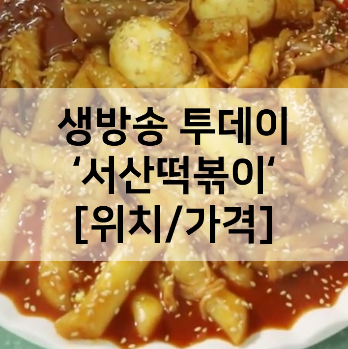 생방송투데이 인생분식 서산떡볶이 얄개분식 위치