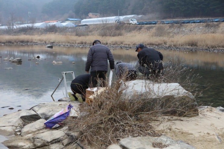  탁본뜨기(고향의 암각 "대한민국만세")