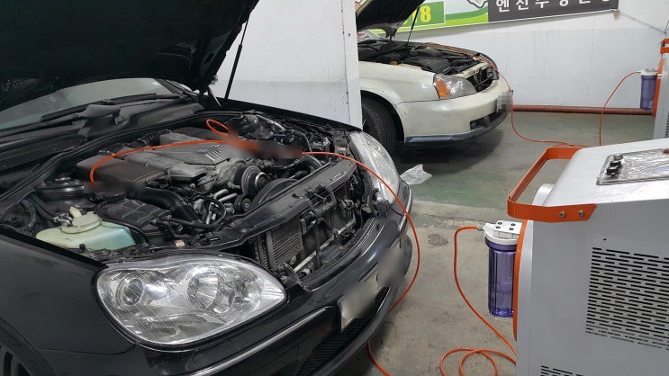  벤츠 S55 AMG, 엔진출력부족, 엔진소음, 엔진떨림문제 ~ 수소크리닝으로 해결합니다.