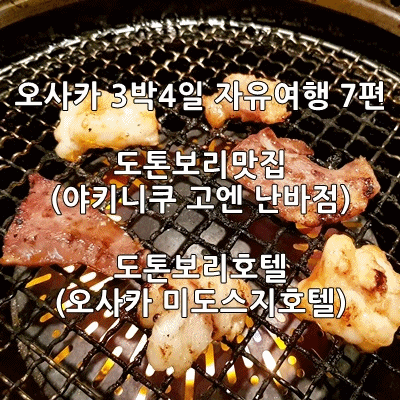  오사카 도톤보리 맛집: 야키니쿠 고엔. 도톤보리 호텔: 미도스지 호텔(오사카 자유여행 3일) 7편
