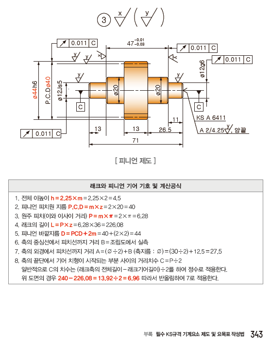 래크와 피니언 기어의 제도법 : 네이버 블로그