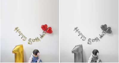  엄마표 셀프 돌사진 _ 첫생일을 축하해 / 숫자풍선 가랜드 팡팡~!_세식구 작은 셀프돌잔치