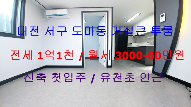 대전서구도마동신축첫입주거실큰투룸전세,월세(유천초인근)