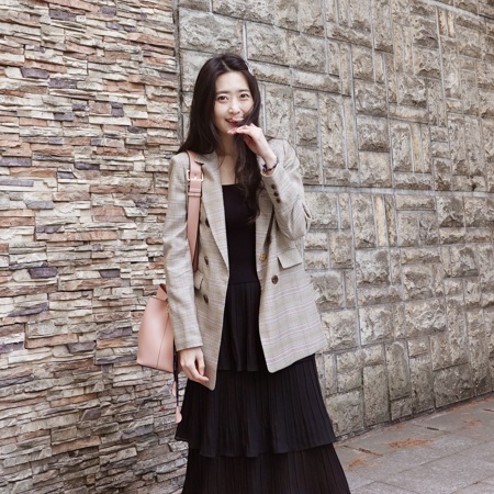  올리비아로렌 서예지 체크자켓 코디 해보는 봄 패션 추천