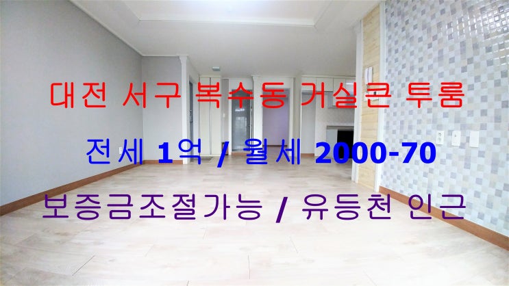 대전서구복수동거실큰투룸전세,월세(유등천인근)