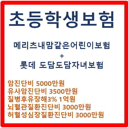  19년3월기준 초등학생보험 이보다 더좋을순 없다- 롯데도담도담자녀보험+메리츠내맘같은어린이보험 조합설계