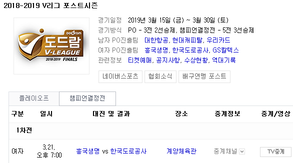2019.03.21 KOVO(여자배구) 챔피언결정전 1차전 (흥국생명 도로공사) 2019.03.21 KOVO(여자배구) 챔피언결정전 1차전 (흥국생명 도로공사)