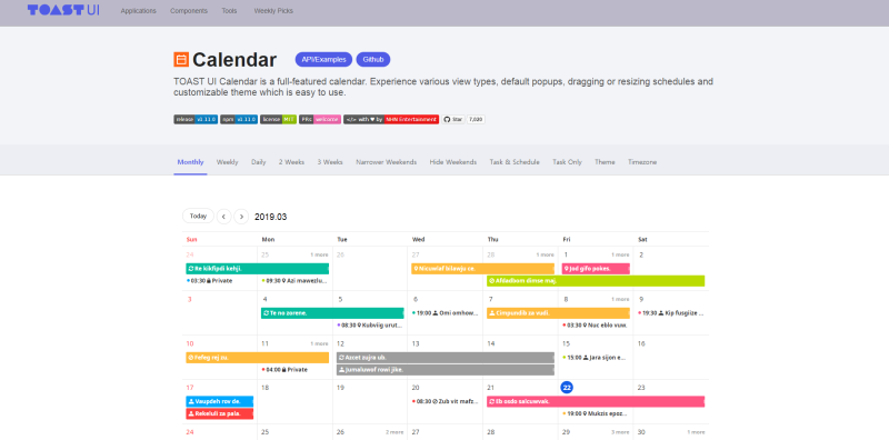 toast-ui calendar API 활용하기 : 네이버 블로그