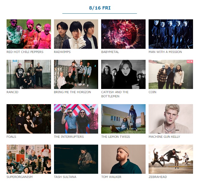  섬머소닉 2019 오사카 라입업 SUMMER SONIC 2019 OSAKA(19.3.22)