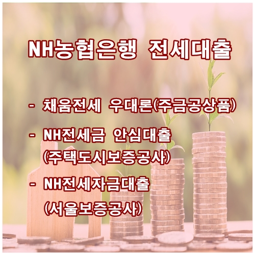 NH농협은행 전세자금대출상품  비교 안내(채움전세, NH전세금안심대출, NH전세자금대출)