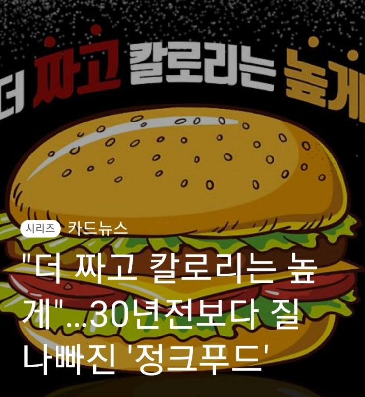 짜고 칼로리가 높은 위험한 음식 정크 푸드