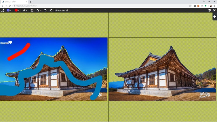  [ 이넘컷 ] 배경사진_누끼작업컷_한옥사진_하늘 배경제거_06
