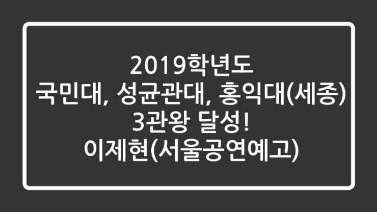  2019학년도 국민대, 성균관대, 홍익대(세종) 3관왕 합격수기