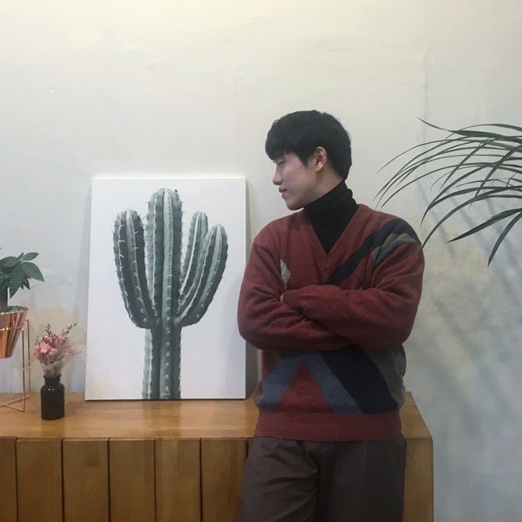 남자 아가일니트 코디 명동 에이랜드 구제로 해봤어요