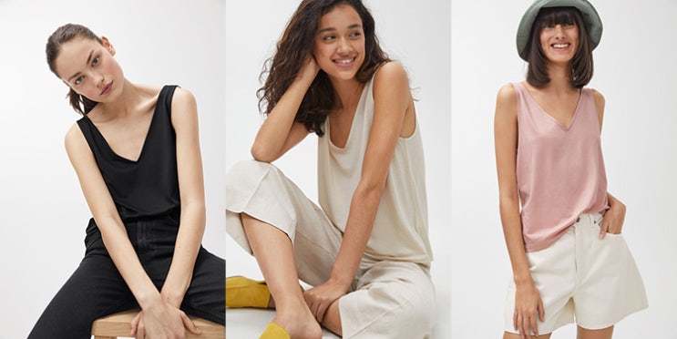  아르켓 리오셀 블렌드 탱크 탑 슬리브리스 Arket Lyocell Blend Tank Top 블랙, 베이지, 핑크