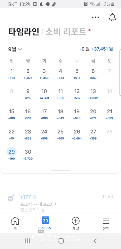  앱테크 9월 정산 :) 오케이 캐쉬백, 토스, 캐시슬라이드, 애니핏, 캐시워크, 네이버 애드포스트 외