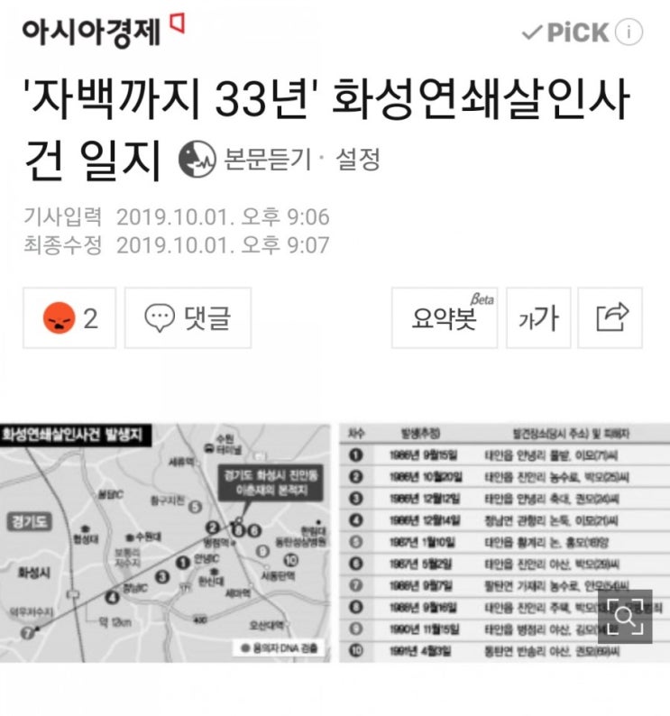  이춘재 자백 ,화성연쇄살인마 이춘재 살인범행 드디어 자백해.. (총 14건 모두 자신이 범행, 9건의 화성사건 외에 추가 5건이 더 있었다!)