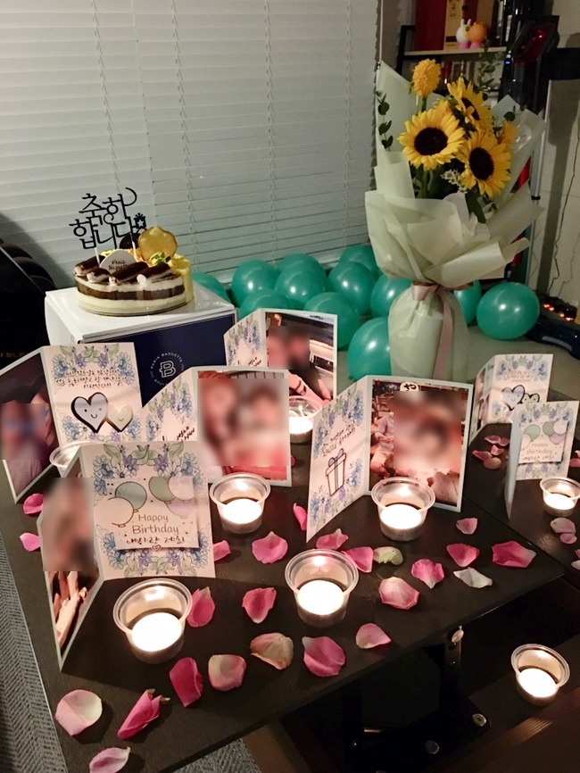  부산 여자친구 깜짝 생일이벤트/해바라기 꽃다발과 함께