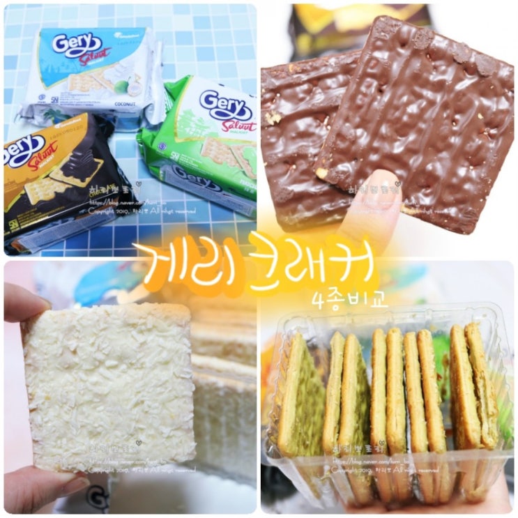  게리 크래커 칼로리와 맛 비교 (코코넛, 녹차, 초코, 치즈)