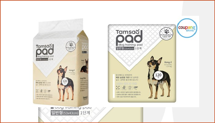  17%할인 쿠팡 브랜드 - 탐사 강아지 배변패드 일반형(53 x 43cm) 1단계 120매 [10,990원]