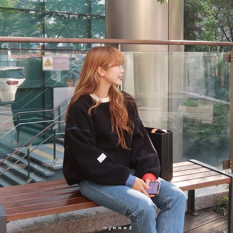  귀여운 양털 후리스 맨투맨 ootd (에이틴 강민아 패션도 밀레클래식!)