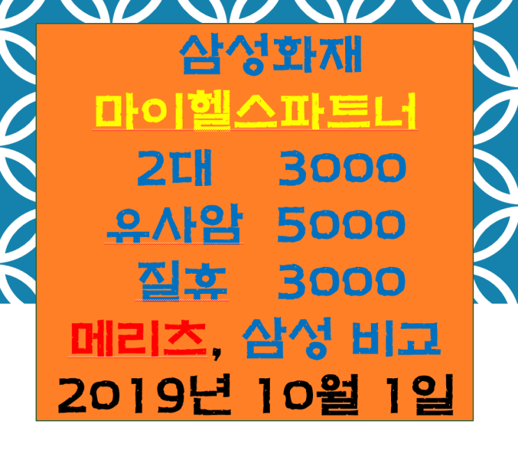  무해지환급형 삼성화재 마이헬스 파트너 2대진단비 3000만원가입 가능 (VS 메리츠 화재 가입금액 비교)