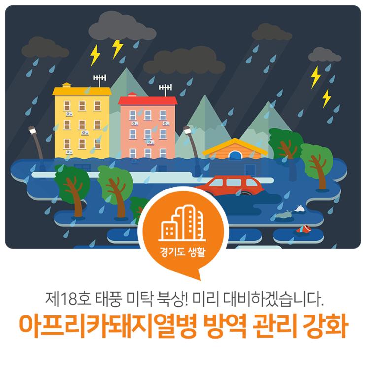 제18호 태풍 미탁 북상! 미리 대비하겠습니다. 아프리카돼지열병 방역 관리 강화 제18호 태풍 미탁 북상! 미리 대비하겠습니다. 아프리카돼지열병 방역 관리 강화