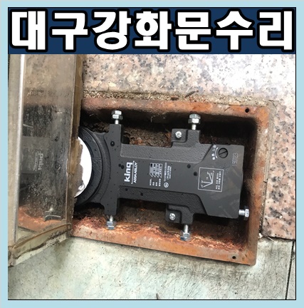 대구유리문 - 대구 서구 약국 강화유리문 플로어힌지 교체와 상부롯트 부속 교체 수리